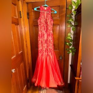 Panoply Brand Red Tulle Mermaid Flare Prom Formal Dress Size 4
